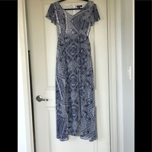 White and island blue dress